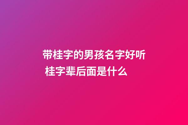 带桂字的男孩名字好听 桂字辈后面是什么